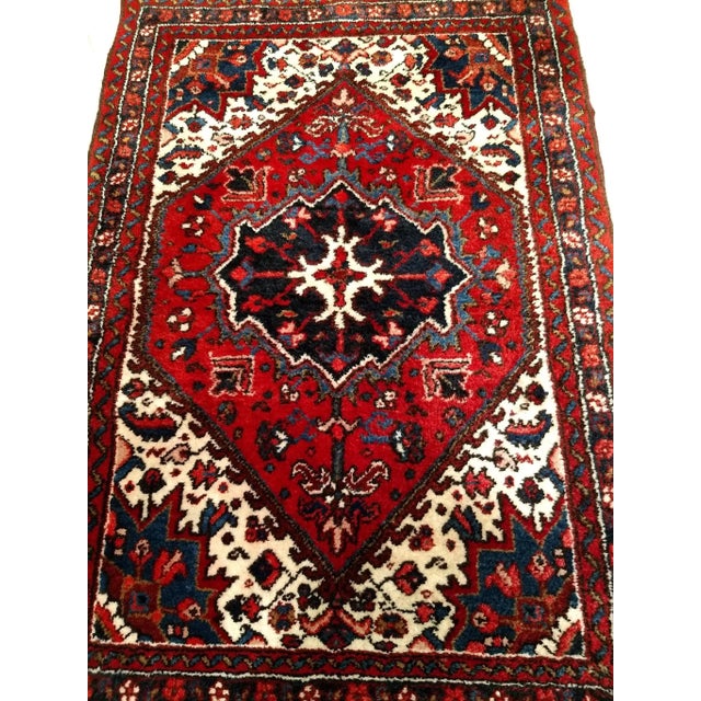 3’ 2” X 4’ 6” A very rare and unique “near square size” handwoven Heriz Serapi area rug from the 1st quarter of the 1900s....