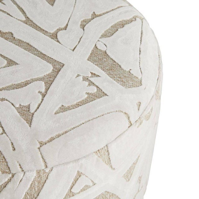 Arteriors Home Arteriors Home Avalon Ottoman Swiss Coffee Champagne Swivel For Sale - Image 4 of 5