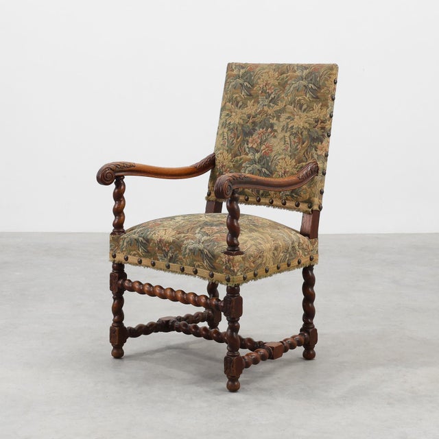 Antique 17th Century Walnut Armchair with Tapestry Upholstery, United Kingdom For Sale - Image 14 of 14