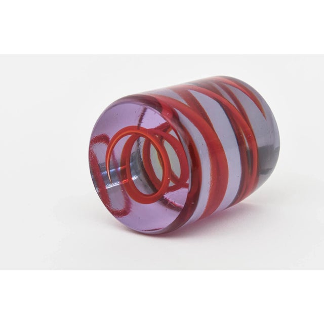 Purple Vintage 1980's Spiral Zigzag Glass Paperweight Red, Purple For Sale - Image 8 of 10