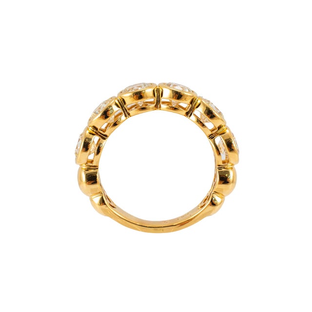 Early 21st Century Ladies 18k Yellow Gold 3.05ctw Bezel Set Half Eternity Diamond Band Ring, Size 6.5 For Sale - Image 5 of 9