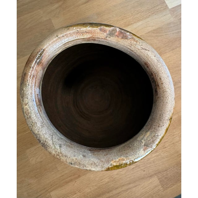 Vintage French Country Olive & Brown Glazed Terra-Cotta Pot For Sale - Image 10 of 11