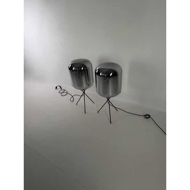 Mid-Century Modern Floor Lamps with Mirrored Smoked Glass, 2000s, Set of 2 For Sale - Image 3 of 9