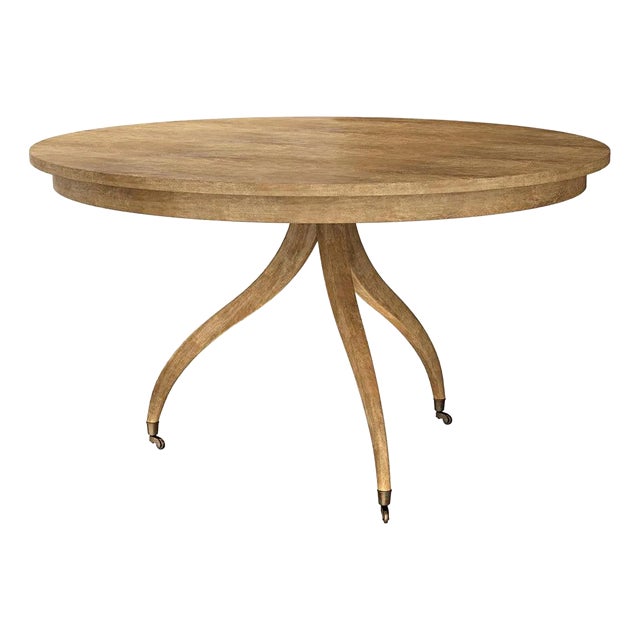 Mid Century Style Round Dining Table - Sun Bleached Cherry For Sale
