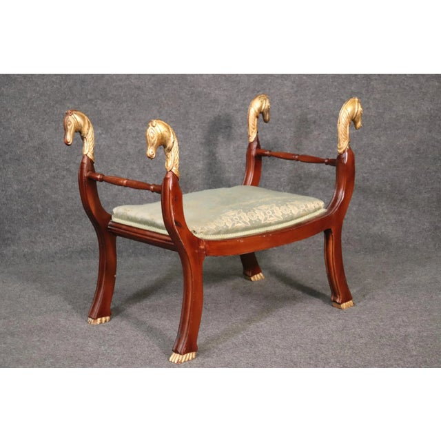This exquisite Egyptian Revival bench stool captures the timeless allure of neoclassical design with a bold nod to...
