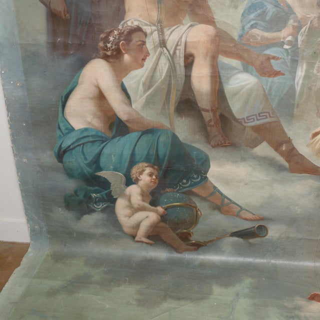 19th Century Large Oil on Canvas Mural of Zeus and Apollo by Ernest ...