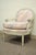 Mid 20th Century Vintage French Louis XVI Pink Blue Carved Bergere Boudoir Lounge Arm Chair For Sale - Image 5 of 12