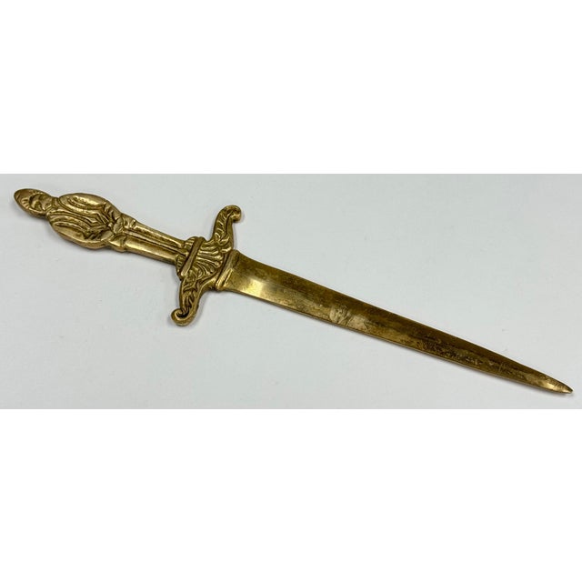 Vintage Brass Knight and Sword Motif Letter Opener For Sale - Image 4 of 6
