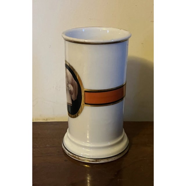 19th Century Antique 19th Century Old Paris Porcelain Cylinder Mantel Vase With Neoclassical Portrait Cameo For Sale - Image 5 of 12