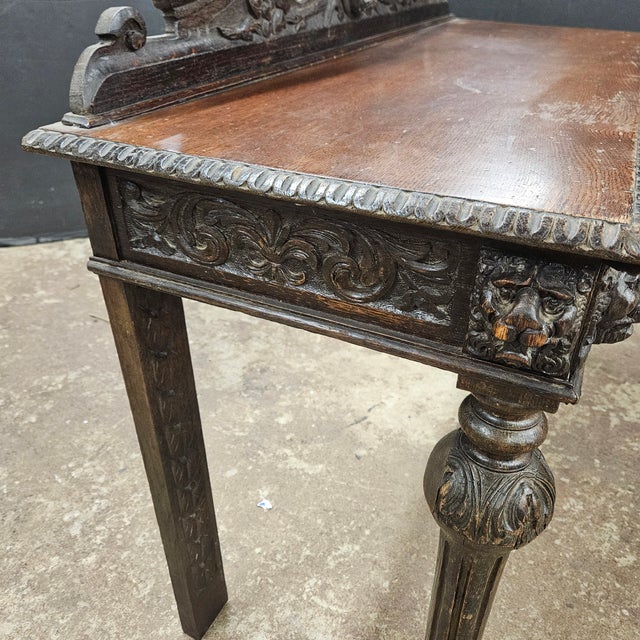 Late 19th Century Carved Oak Antique Victorian Hall Table For Sale - Image 16 of 18