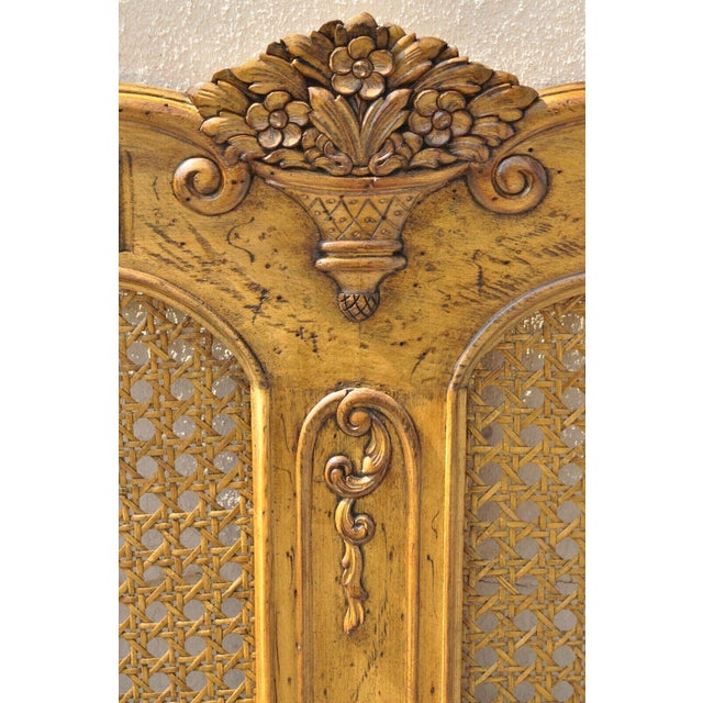 French Country Provincial Style Cane Panel King Size Bed Headboard Attr. Karges Chairish