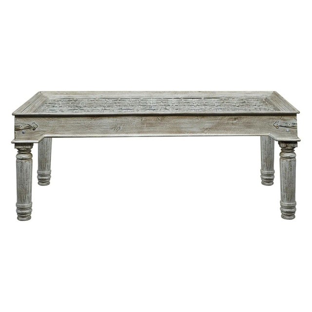 Farmhouse Vintage Farmhouse Style Distressed White Antique Door Repurposed 79" Long Dining Table For Sale - Image 3 of 7