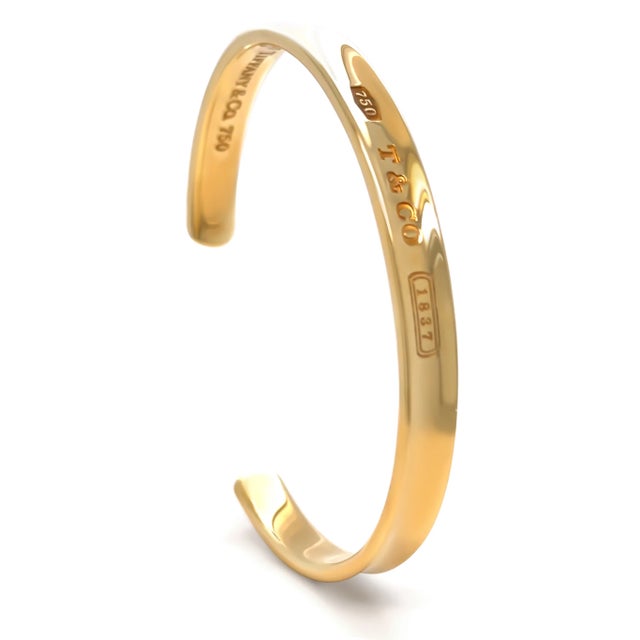 Tiffany & Co. Rare Vintage 18ct Yellow Gold Return to Tiffany 1883 Cuff Bracelet 29.63g For Sale - Image 6 of 12