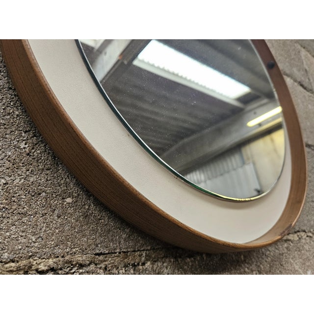 Vintage Round Wall Mirror in PVC and Eco-Leather, 1970 For Sale - Image 10 of 11