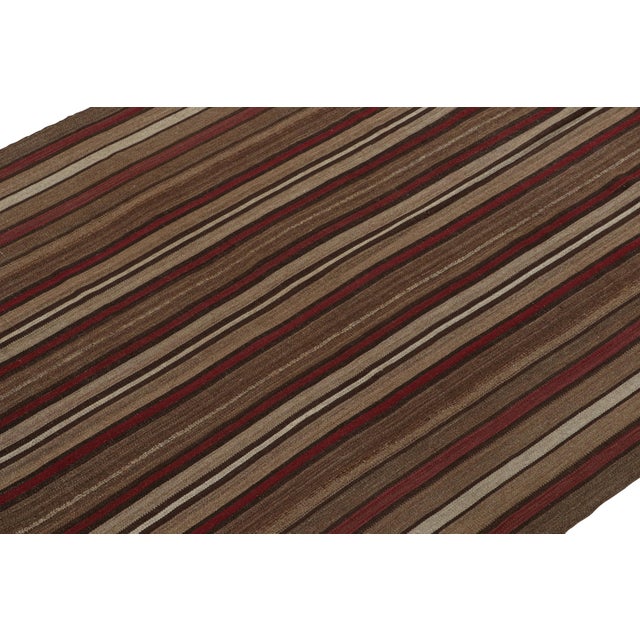 1950s Vintage Bidjar Palas Persian Kilim in Beige-Brown and Red Stripes by Rug & Kilim For Sale In New York - Image 6 of 7