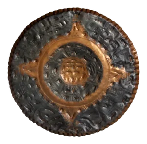 Mid-Century Copper Decorative Aztec Calendar Plate