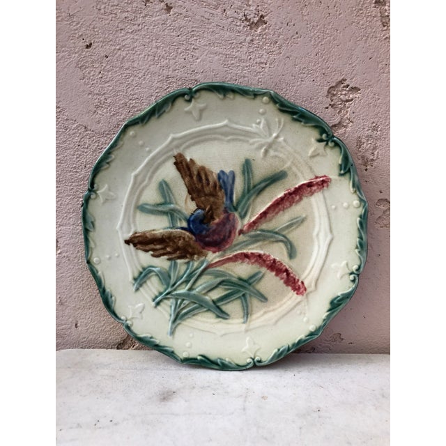 C.1890 Majolica Saint Amand Bird Plate For Sale In Austin - Image 6 of 6
