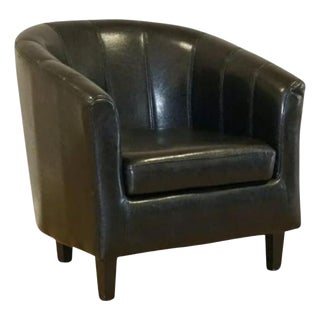 Modern Black Faux Leather Tub Chair For Sale
