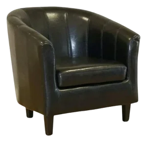 Modern Black Faux Leather Tub Chair
