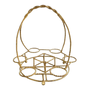 Vintage Italian Gold Gilt Iron Rope Hollywood Regency Bar Table Liquor Caddy