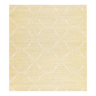 The House of Scalamandré Monroe Embroidered Grasscloth Wallcovering, Papyrus For Sale