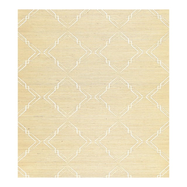 The House of Scalamandré Monroe Embroidered Grasscloth Wallcovering, Papyrus For Sale