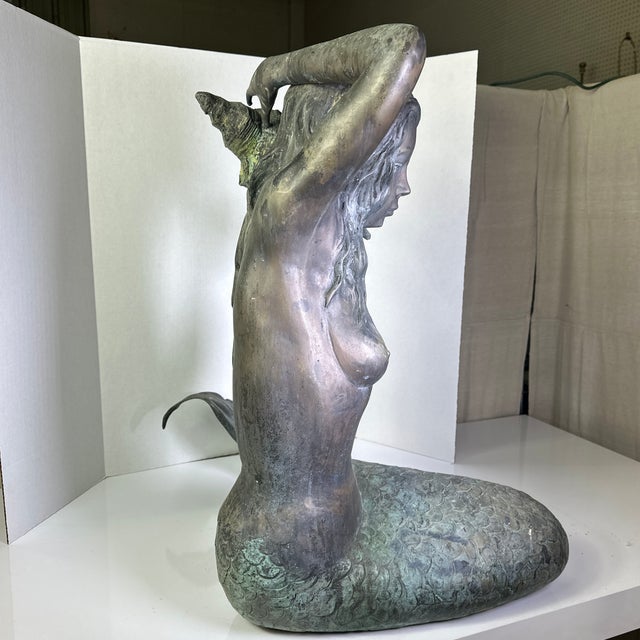 Vintage Bronze Mermaid Fountain For Sale - Image 11 of 12
