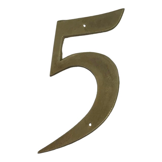 Vintage Brass Number Five “5” House Number For Sale