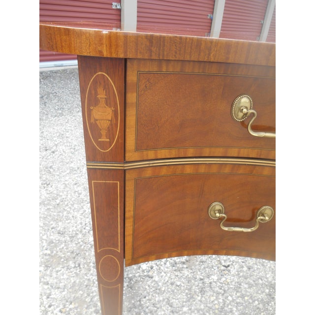 Gorgeous Monumental Hickory Chair Company Inlaid Satinwood Federalist Buffet For Sale - Image 9 of 10