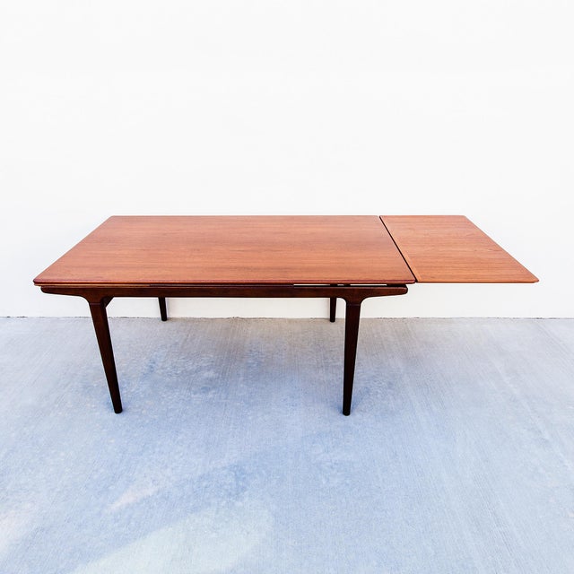 Vintage Danish Modern Teak Draw Leaf Dining Table Attributed to Johannes Andersen For Sale - Image 13 of 13
