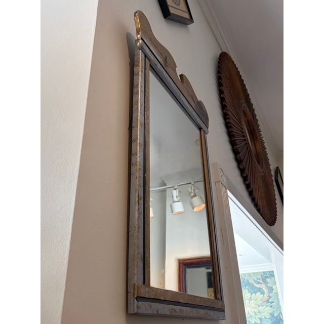 Folk Art Swedish Folk Art Trumeau Mirror, Hand Painted Coastal Scene For Sale - Image 3 of 4