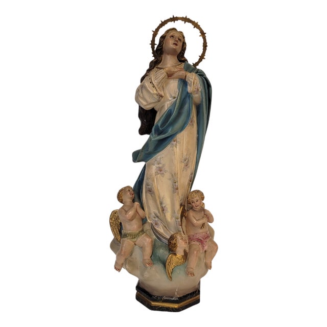 Olot School Artist, Immaculate Conception Sculpture of the Virgin Mary, 20th Century, Wood Pulp For Sale