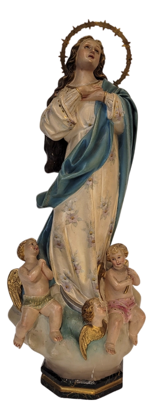 Olot School Artist, Immaculate Conception Sculpture of the Virgin Mary, 20th Century, Wood Pulp
