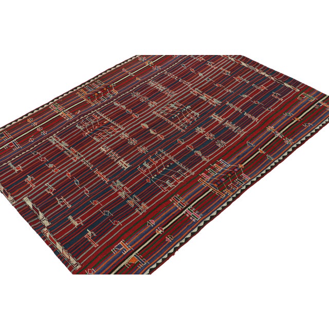 Rug & Kilim 1950s Vintage Shahsavan Persian Kilim Rug in Red and Blue Patterns by Rug & Kilim For Sale - Image 4 of 7