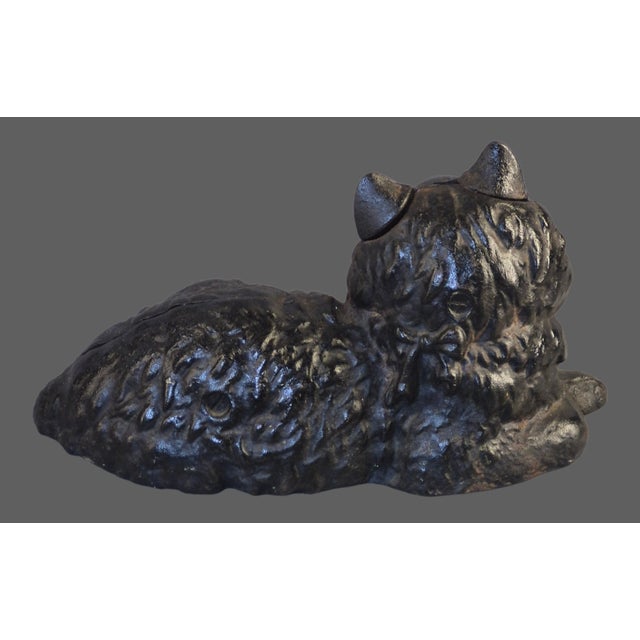 Metal Antique Cast Iron Black Cat Doorstop For Sale - Image 7 of 11
