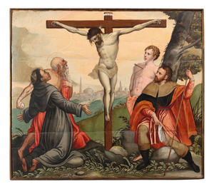 Christ Crucified with Saints, Oil on Hardboard, 1500s