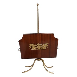 Magazine Rack with Messing Decorations and Feet, France, 1950s For Sale