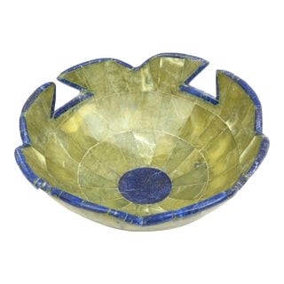 Sculptural Cut Out Bowl in Lapis Lazuli and Green Stone, 1990's For Sale