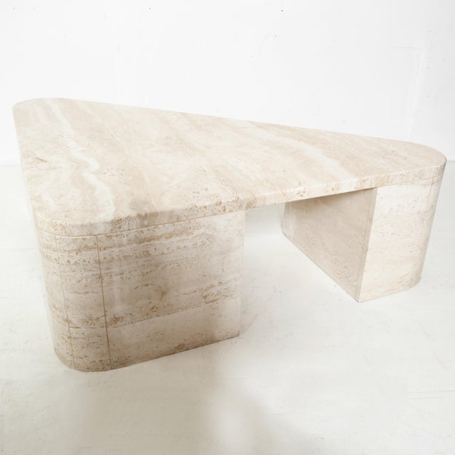 Triangular Travertine Table, 1970s For Sale - Image 16 of 18