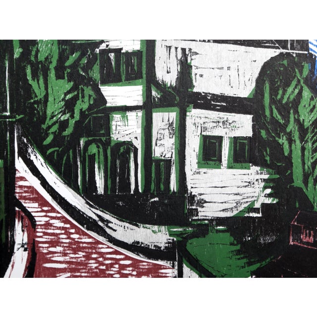 Modern Street Scene from the Bahia Portfolio, Emanoel Araujo Linocut For Sale - Image 3 of 4