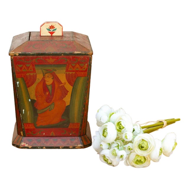 Handpainted Kashmiri Wood Tea Caddy For Sale