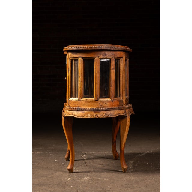 Antique Oak and Glass Serpentine Curio Cabinet For Sale - Image 4 of 12