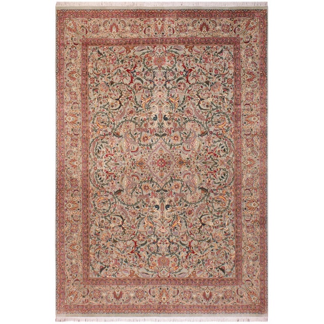 Shabby Chic 1990's Kashan Pak-Persian Green/Green Wool Rug - 9'3'' X 11'9'' For Sale - Image 9 of 9
