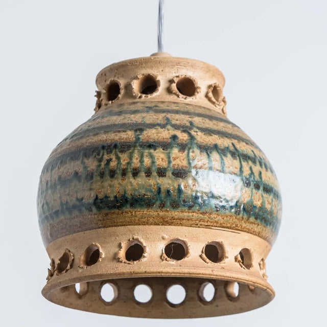 1970s Green Ceramic Pendant Light, Denmark, 1970s For Sale - Image 5 of 12