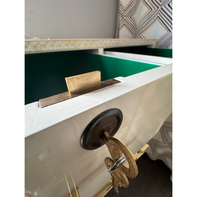 Vintage, Floral, White Lacquer Chinoiserie Tall Boy Dresser For Sale - Image 9 of 18