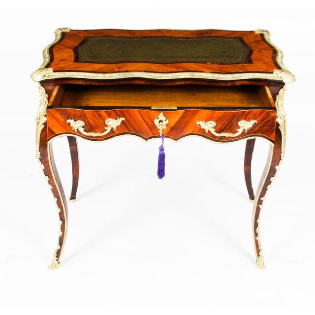 Petite French Ormolu Mounted Bureau Plat Desk, 19th Century For Sale - Image 12 of 18