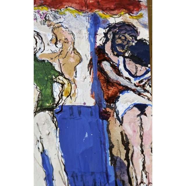 Walter Piacesi, The Newsstand, Mixed Media on Cardboard For Sale - Image 4 of 16