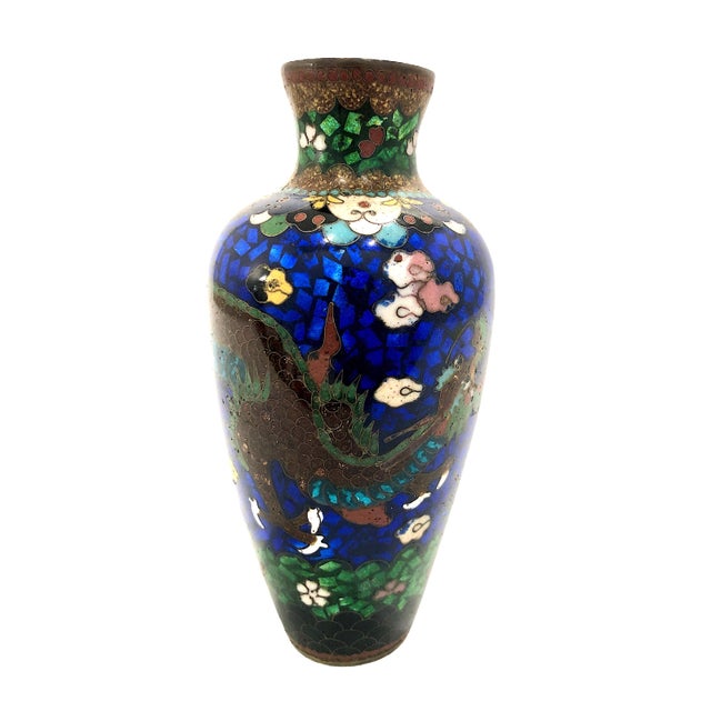 Japanese Late 19th-Century Japanese Cloisonné Dragon Cabinet Vase For Sale - Image 3 of 14