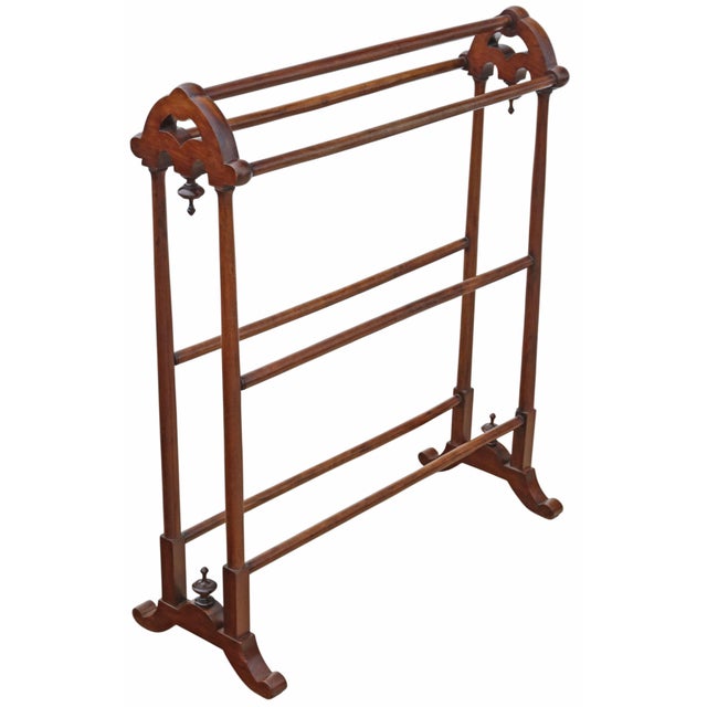 Antique Victorian Mahogany Towel Rail Stand, 1870 For Sale - Image 3 of 6