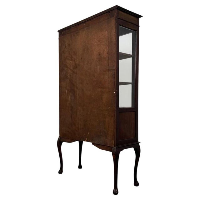 Brown Early 20th Century Antique English Mahogany Glazed Display Cabinet For Sale - Image 8 of 12